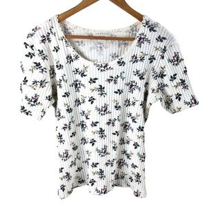 Vintage Express Tricot Floral Knit Top Sz L Y2K 90's USA Cottagecore Fairy Retro